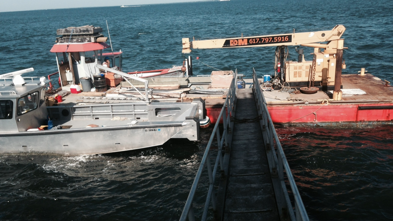 Marine crane and barge operations